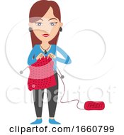 Poster, Art Print Of Woman Knitting
