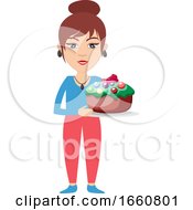 Poster, Art Print Of Woman With Birthday Cake