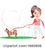 Poster, Art Print Of Woman Walking Dog