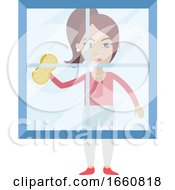 Poster, Art Print Of Woman Cleaning Glass