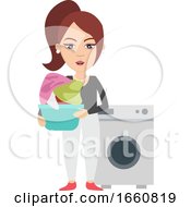Poster, Art Print Of Woman With Washing Machine