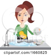 Poster, Art Print Of Woman Washing Dishes