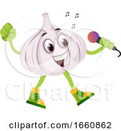 Poster, Art Print Of Garlic Singing On Microphone