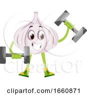 Poster, Art Print Of Garlic Lifting Weights