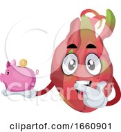 Poster, Art Print Of Dragon Fruit With Piggy Bank