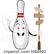Poster, Art Print Of Bowling Pin With Road Sign