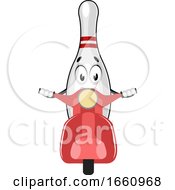 Poster, Art Print Of Bowling Pin Riding Scooter