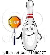 Poster, Art Print Of Bowling Pin With Stop Sign