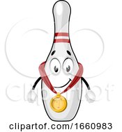 Poster, Art Print Of Bowling Pin With Gold Medal