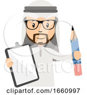 Arab With Notebbok And Pen