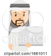 Poster, Art Print Of Arab With White Laptop