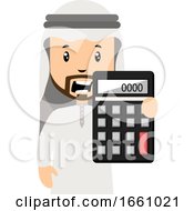 Poster, Art Print Of Arab Holding Calculator
