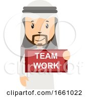 Poster, Art Print Of Arab Holding Team Work Sign