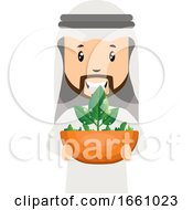 Poster, Art Print Of Arab Holding Plant