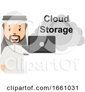 Poster, Art Print Of Arab Using Cloud Storage