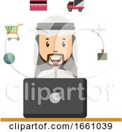 Poster, Art Print Of Arab With Laptop