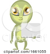Poster, Art Print Of Alien With White Laptop