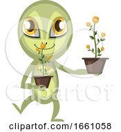 Poster, Art Print Of Alien With Flowers
