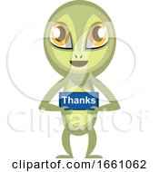 Poster, Art Print Of Alien With Thank You Sign