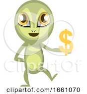 Poster, Art Print Of Alien Holding Dollar Sign