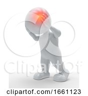 Poster, Art Print Of 3d Male Figure With Head Highlighted In Pain