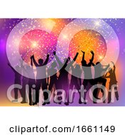 Party Crowd On An Abstract Background With Confetti