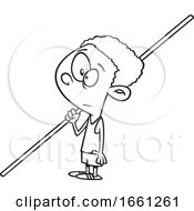 Cartoon Black And White Black Boy Pole Vaulter