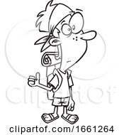 Cartoon Black And White Male Hitchhiker