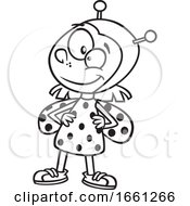 Cartoon Outline Girl In A Ladybug Costume by toonaday