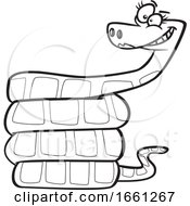 Poster, Art Print Of Cartoon Black And White Grinning Female Snake