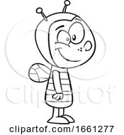 Poster, Art Print Of Cartoon Black And White Boy In A Bee Costume