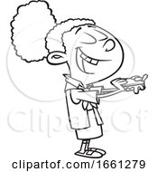 Poster, Art Print Of Cartoon Black And White Black Brownie Girl Eating Smores
