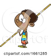 Cartoon Black Boy Pole Vaulter