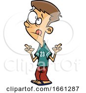 Cartoon Teen Boy With Fingers Crossed