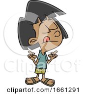 Cartoon Girl With Fingers Crossed by toonaday