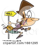 Cartoon White Lady Running To The Mall by toonaday