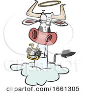 Poster, Art Print Of Cartoon Holy Cow Angel On A Cloud