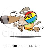 Poster, Art Print Of Cartoon Dog Running With A Beach Ball