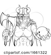 Poster, Art Print Of Viking Female Gladiator Bowling Warrior Woman