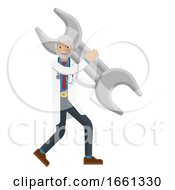 Poster, Art Print Of Mature Doctor Man Holding Spanner Wrench Concept