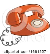 Cartoon Old Red Telephone by yayayoyo