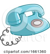 Cartoon Old Blue Telephone