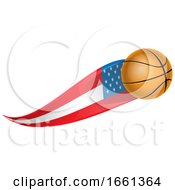 Poster, Art Print Of Basketball With An American Flag Trail