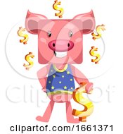 Poster, Art Print Of Pig With Dollar Sign