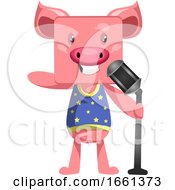 Poster, Art Print Of Pig With Microphone