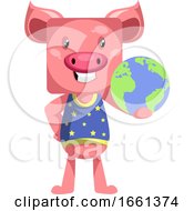 Poster, Art Print Of Pig With Planet Earth