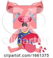 Poster, Art Print Of Pig With Broken Heart