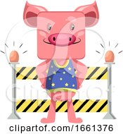 Poster, Art Print Of Piggy On Construction Yard