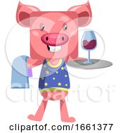 Poster, Art Print Of Pig With Wine