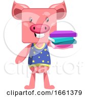 Poster, Art Print Of Pig With Books